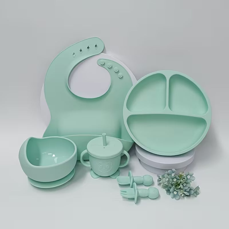 طقم أواني طعام للأطفال من السيليكون (6 قطع)