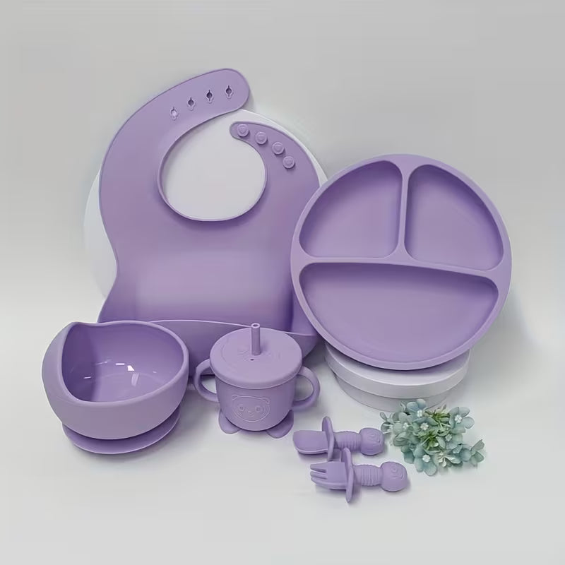طقم أواني طعام للأطفال من السيليكون (6 قطع)
