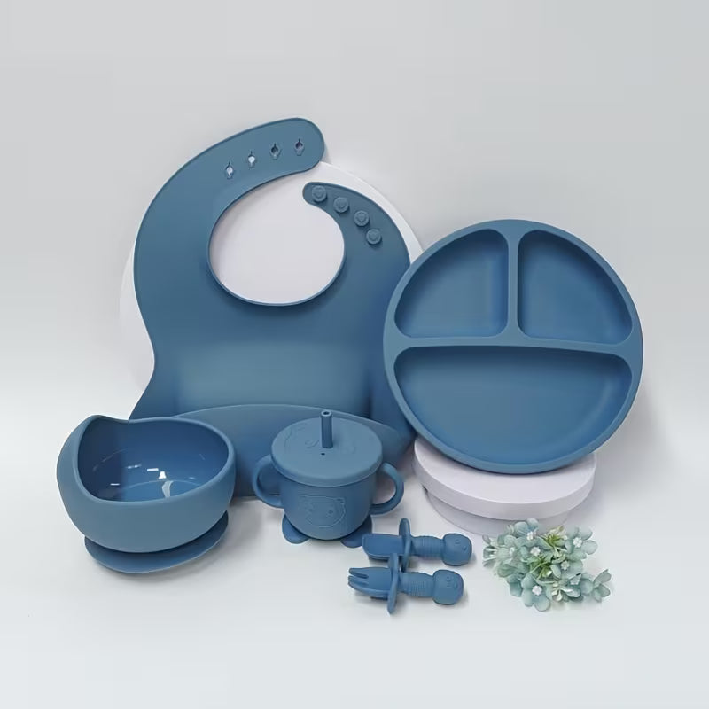 طقم أواني طعام للأطفال من السيليكون (6 قطع)
